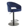 Navy Blue Velvet Adjustable Swivel Bar Stool with Back - Runa