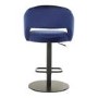 Blue Velvet Adjustable Swivel Bar Stool with Back - Runa