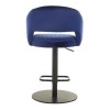 Navy Blue Velvet Adjustable Swivel Bar Stool with Back - Runa