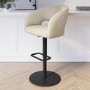 ALMOST PERFECT - Runa Adjustable Bar Stool in Beige Fabric with Black Metal Base