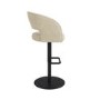 Curved Beige Fabric Adjustable Swivel Bar Stool with Black Base - Runa