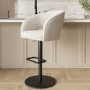 ALMOST PERFECT - Runa Curved Beige Boucle Adjustable Swivel Barstool with Black Metal Base
