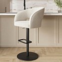 A2/RUN009 ALMOST PERFECT - Runa Curved Beige Boucle Adjustable Swivel Barstool with Black Metal Base