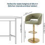Set of 4 Curved Sage Green Velvet Adjustable Swivel Bar Stools with Gold Metal Base - Runa