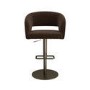 Set of 3 Curved Brown Velvet Adjustable Swivel Bar Stools with Brass Base - Runa