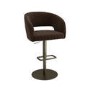 Set of 3 Curved Brown Velvet Adjustable Swivel Bar Stools with Brass Base - Runa