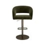 Curved Olive Green Velvet Adjustable Swivel Bar Stool with Brass Base - Runa