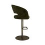Curved Olive Green Velvet Adjustable Swivel Bar Stool with Brass Base - Runa