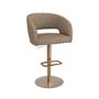 Curved Beige Faux Leather Adjustable Swivel Bar Stool with Gold Base - Runa