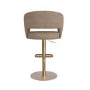 Curved Beige Faux Leather Adjustable Swivel Bar Stool with Gold Base - Runa