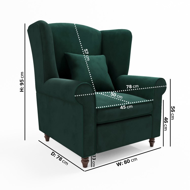 Green Velvet High Back Armchair - Rupert