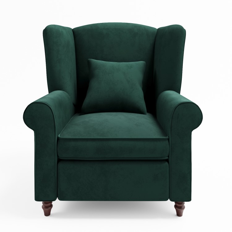 Green Velvet High Back Armchair - Rupert