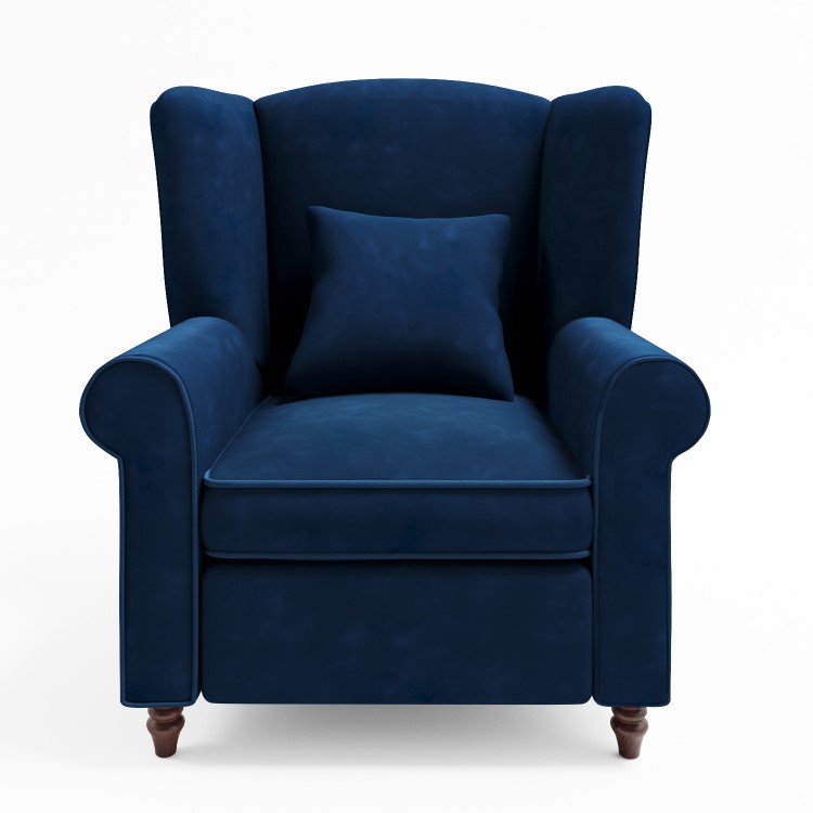 Navy Velvet High Back Armchair - Rupert 