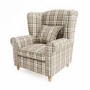 Beige Tartan High Back Armchair - Rupert