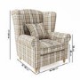 Beige Tartan High Back Armchair - Rupert