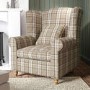 Beige Tartan High Back Armchair - Rupert