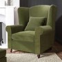Olive Green Velvet High Back Armchair - Rupert