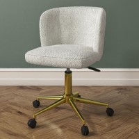 Cream Faux Sheepskin Teddy Office Swivel Chair - Rowan