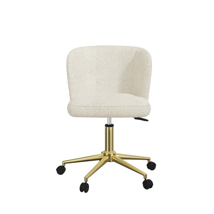 Cream Faux Sheepskin Teddy Office Swivel Chair - Rowan