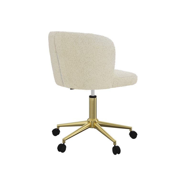 Cream Faux Sheepskin Teddy Office Swivel Chair - Rowan