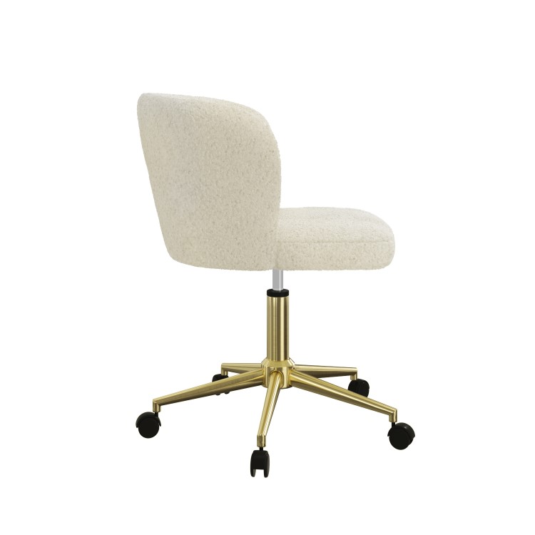 Cream Faux Sheepskin Teddy Office Swivel Chair - Rowan