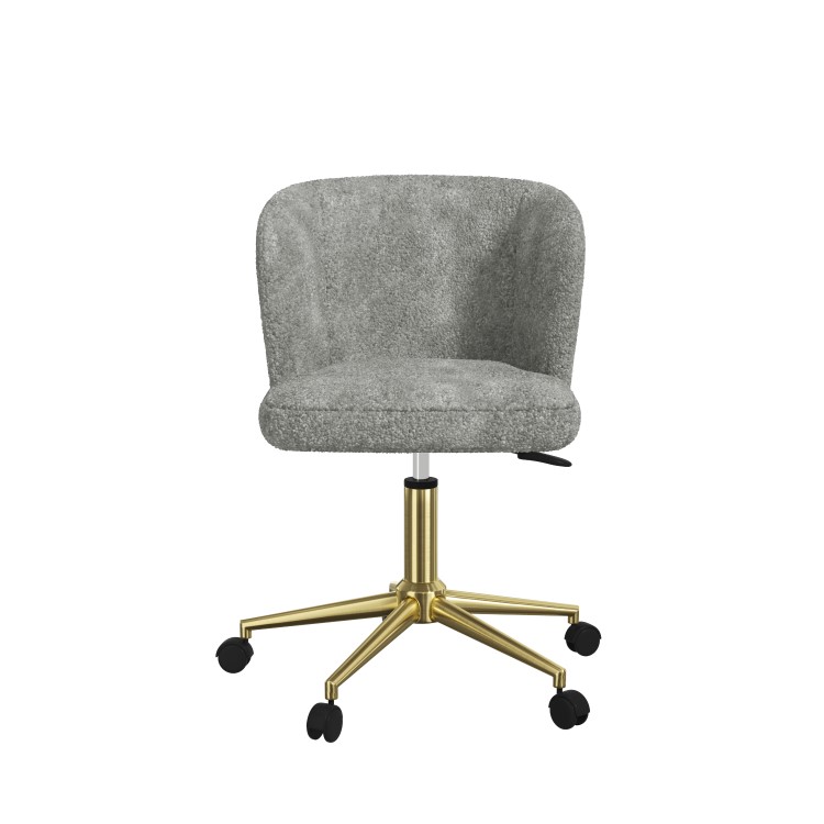 Grey Faux Sheepskin Teddy Office Swivel Chair - Rowan