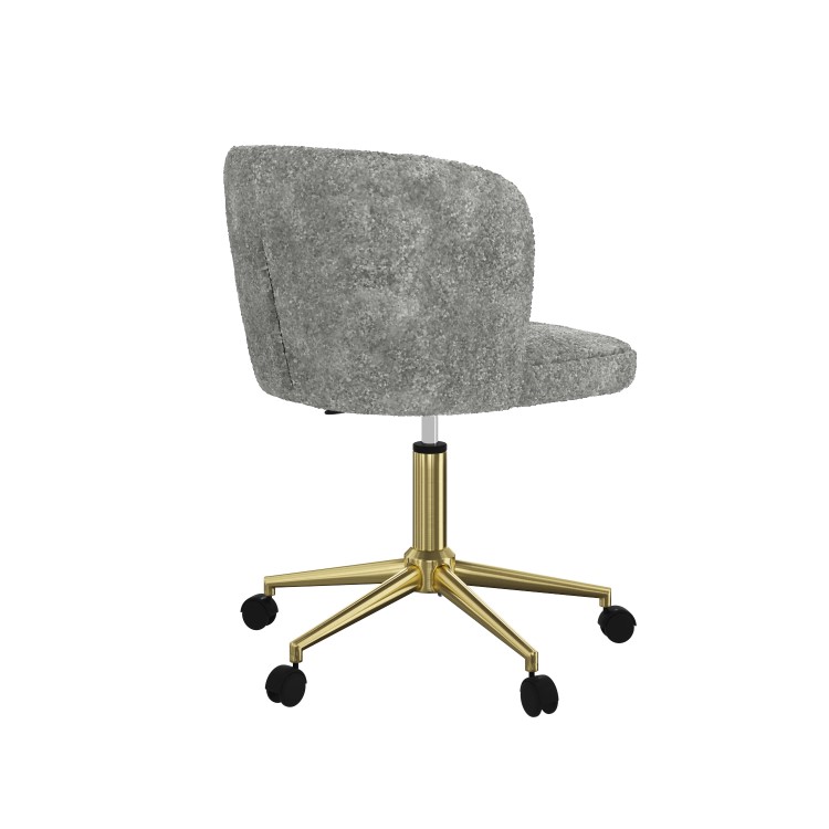 Grey Faux Sheepskin Teddy Office Swivel Chair - Rowan