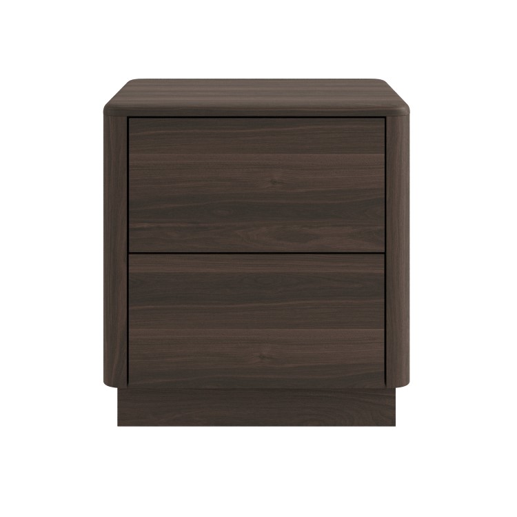 Modern Walnut 2 Drawer Bedside Table - Rowan