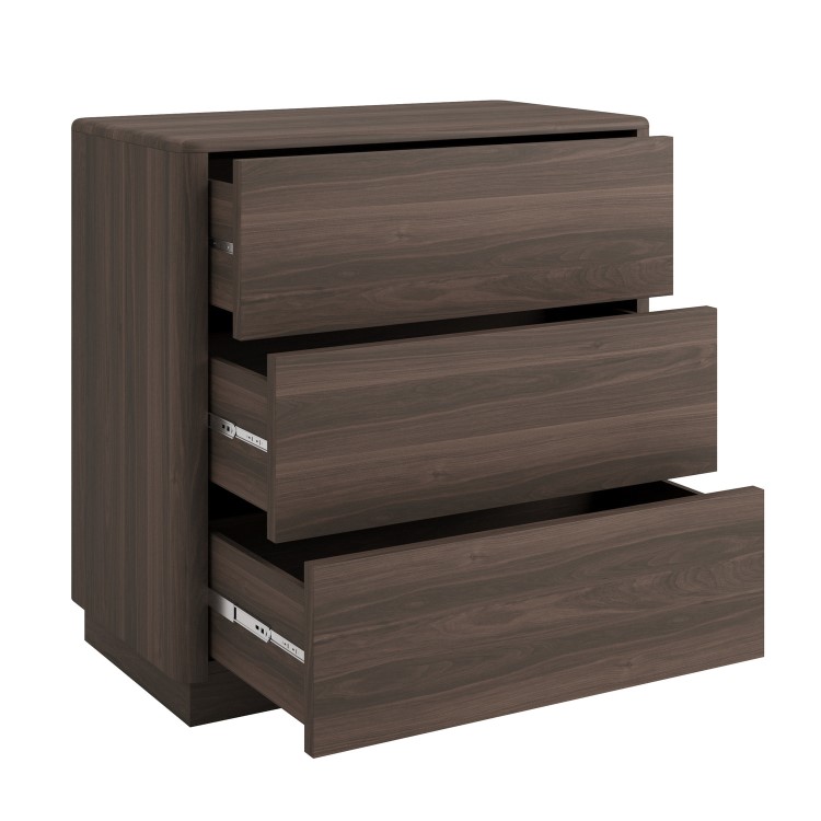 Modern Walnut 3 Drawer Chest of Drawers - Rowan