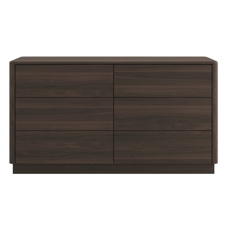 Modern Walnut 6 Drawer Chest of Drawers - Rowan