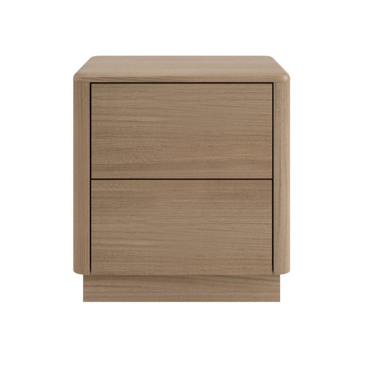 Modern Oak 2 Drawer Bedside Table - Rowan