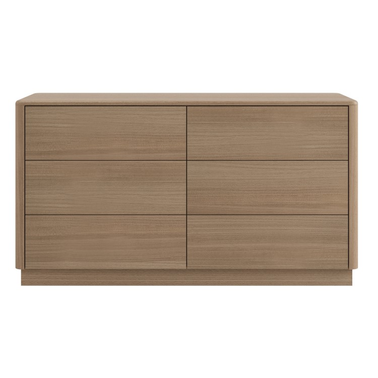 Modern Oak 6 Drawer Chest of Drawers - Rowan