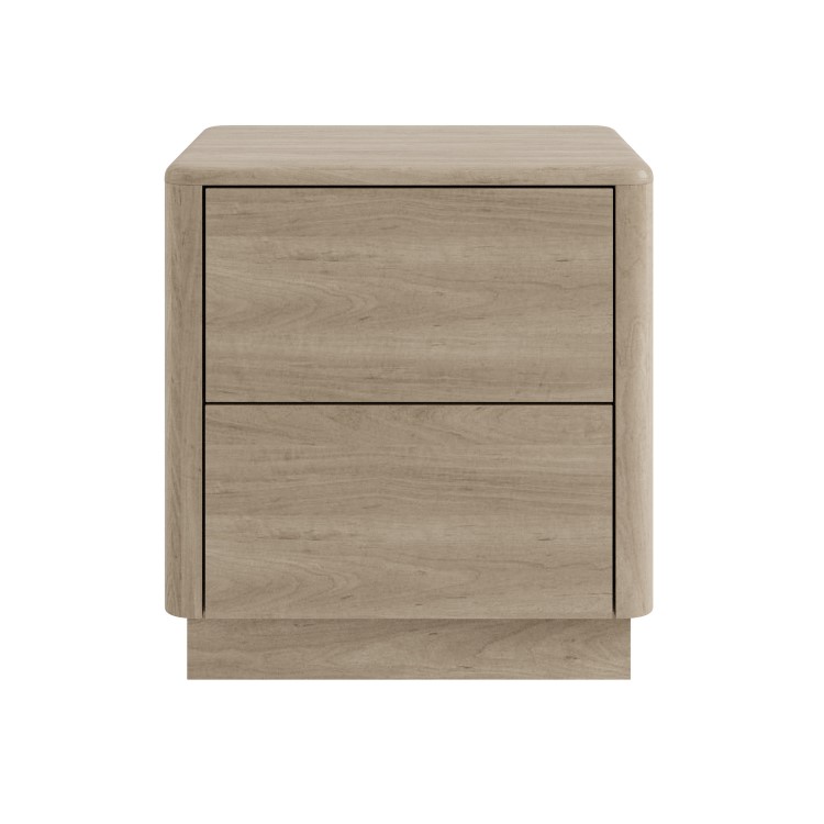 Modern Light Oak 2 Drawer Bedside Table - Rowan