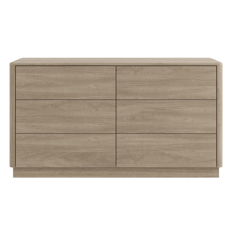 Modern Light Oak 6 Drawer Chest of Drawers - Rowan