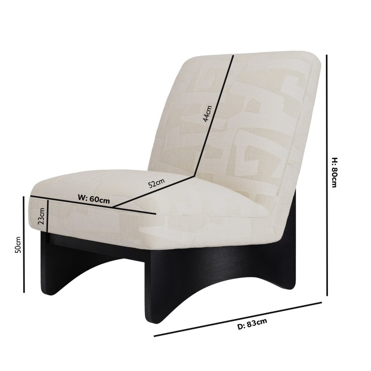 Beige Jacquard Patterned Fabric Chair - Raya