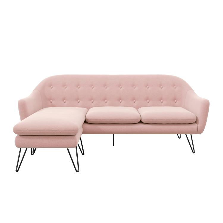 Pink Fabric Reversible L Shaped Sofa - Seats 3 - Rylee