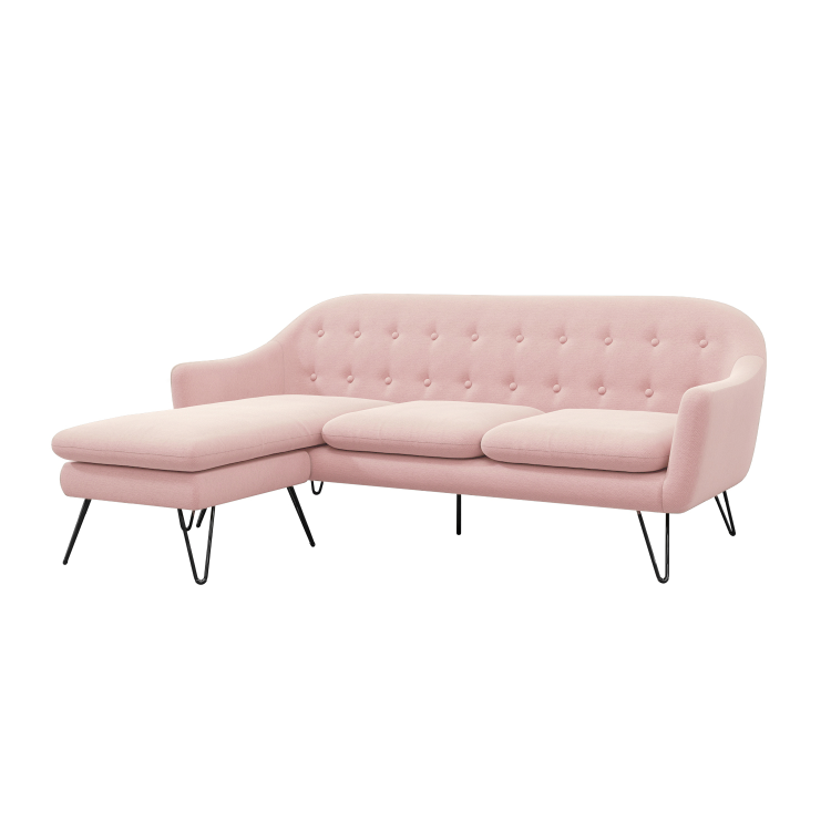 Pink Fabric Reversible L Shaped Sofa - Seats 3 - Rylee