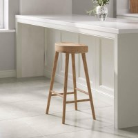 ONLY OPENED - Solid Weathered Oak Kitchen Counter Stool - 70cm - Rayne