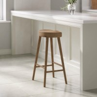 Solid Weathered Oak Kitchen Counter Stool - 70cm - Rayne