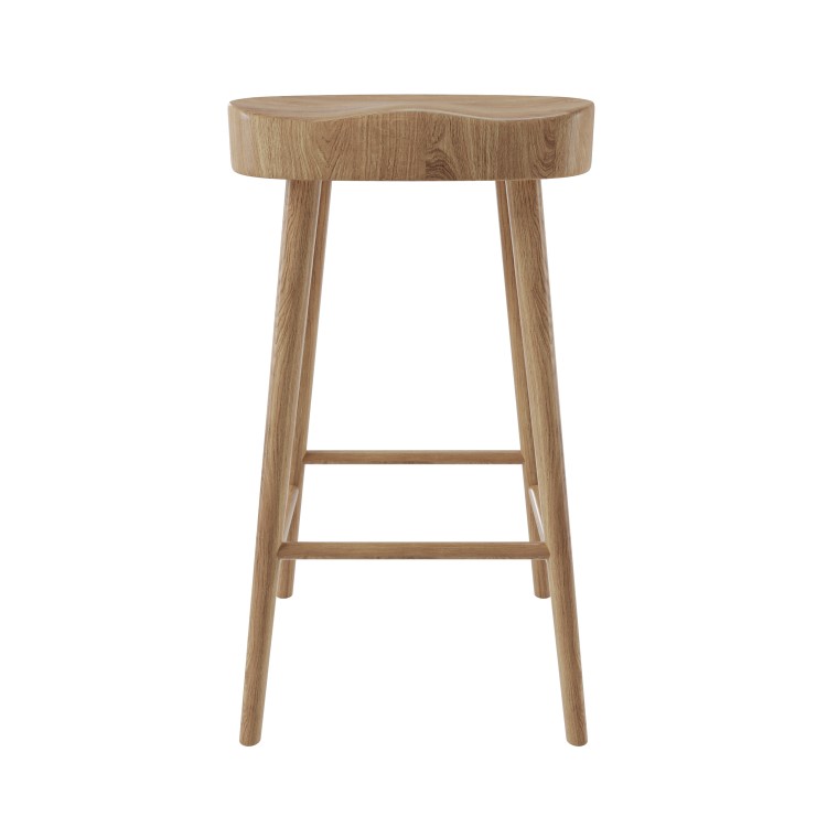 ONLY OPENED - Solid Weathered Oak Kitchen Counter Stool - 70cm - Rayne