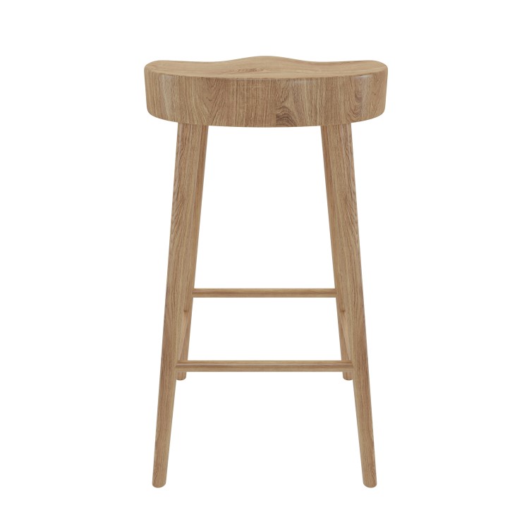 ONLY OPENED - Solid Weathered Oak Kitchen Counter Stool - 70cm - Rayne