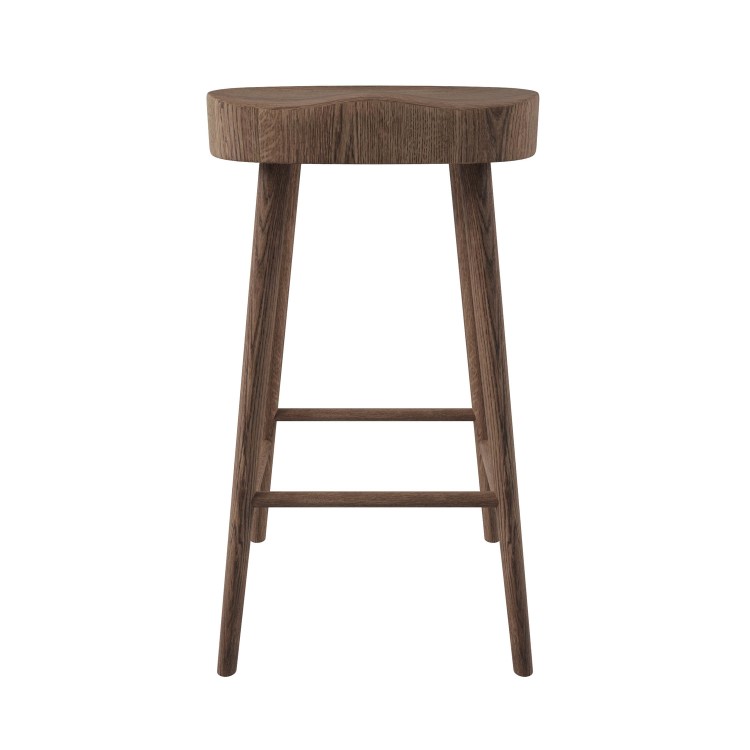 Walnut Solid Oak Kitchen Counter Stool - 70cm - Rayne