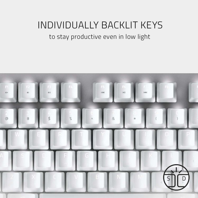 Razer Blackwidow Lite Mercury Silent Mechanical Gaming Keyboard - White