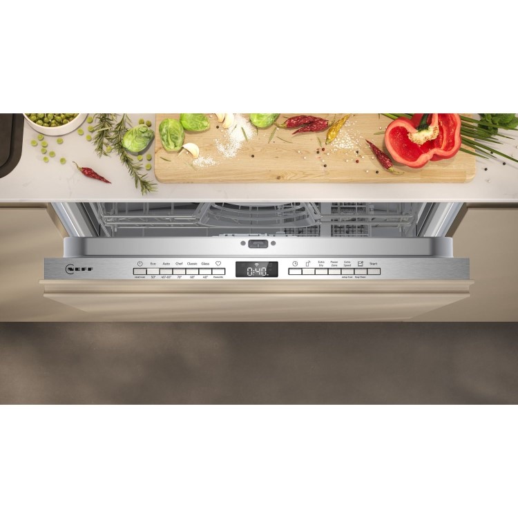 Neff N 50 Integrated Dishwasher - Smart, C-rated, Silver control panel