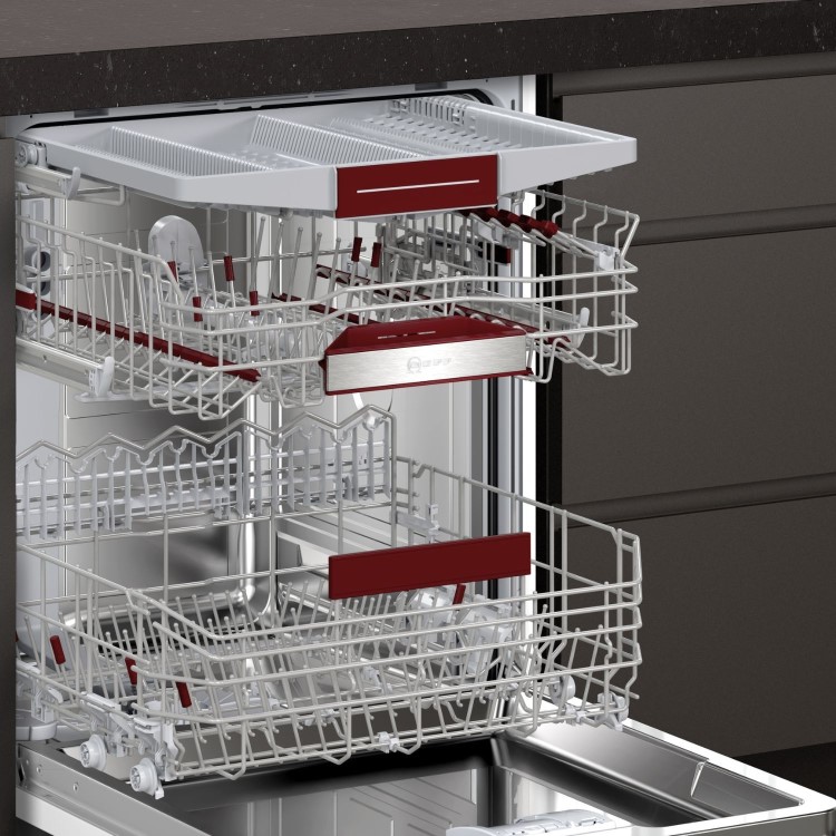 Neff N 50 Integrated Dishwasher - Smart Wi-Fi, D-Rated, Silver control panel