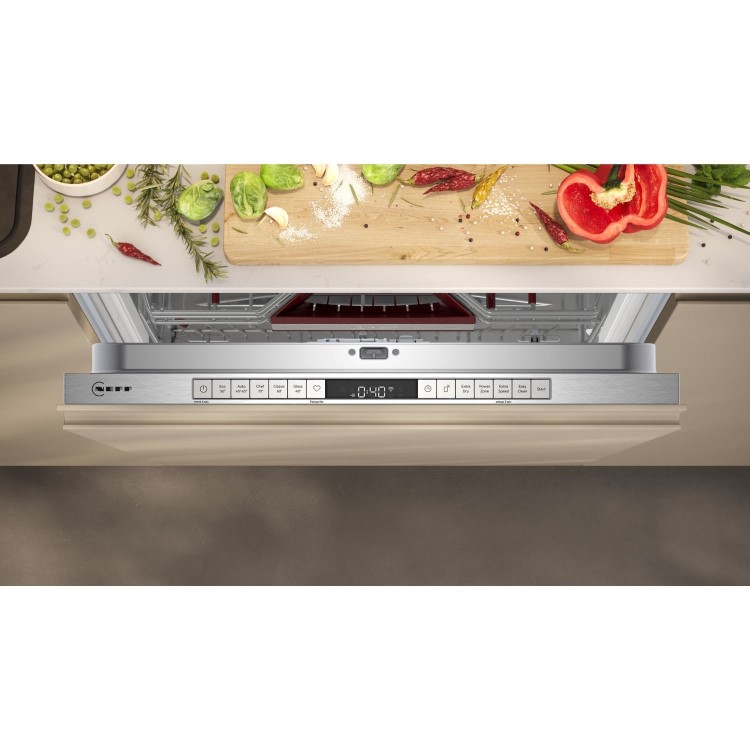 Neff N 50 Integrated Dishwasher - Smart Wi-Fi, D-Rated, Silver control panel