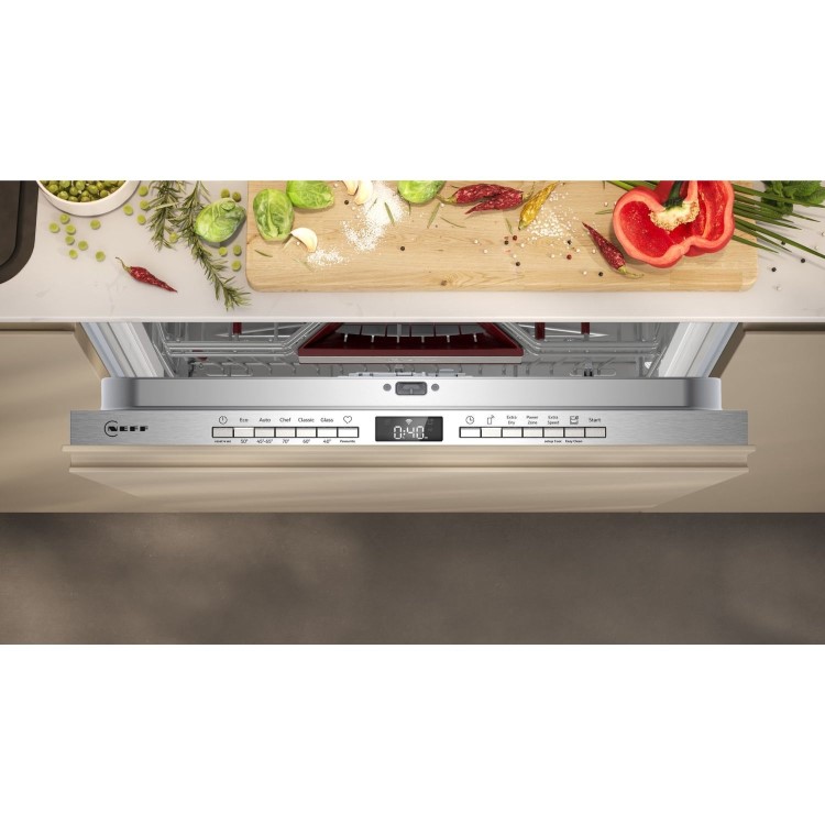 Neff N 50 Integrated Dishwasher - Smart, C-rated, Silver control panel