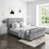 Grey Velvet Double Chesterfield Sleigh Bed Frame - Safina