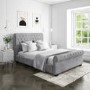 Grey Velvet Double Chesterfield Sleigh Bed Frame - Safina