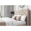 Safina Wing Back Double Ottoman Bed with Stud Detailing in Woven Beige 